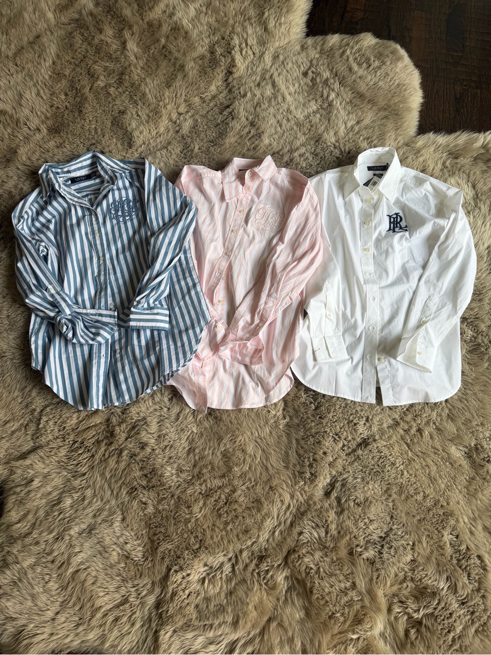 Ralph Lauren Kids Button-Down Shirt Trio - Blue Stripe, Pink Stripe, White